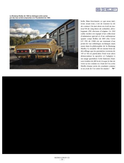 Voiture américaine, magazine Mustang & Shelby #25, BIG dans la presse, voiture américaine année 60, Ford Mustang 1968 Shelby GT 350 Fastback