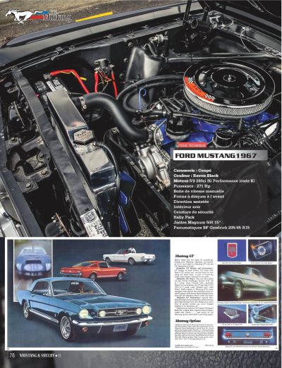 Voiture américaine, magazine Mustang & Shelby #13, BIG dans la presse, voiture américaine année 60, Ford Mustang 1966 Coupé GT 289 Code K