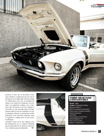 Voiture américaine, magazine Mustang & Shelby #21, BIG dans la presse, voiture américaine année 60, Ford Mustang 302 Convertible 1969