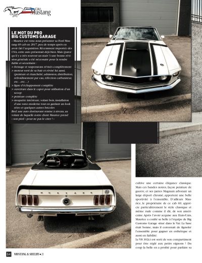 Voiture américaine, magazine Mustang & Shelby #21, BIG dans la presse, voiture américaine année 60, Ford Mustang 302 Convertible 1969