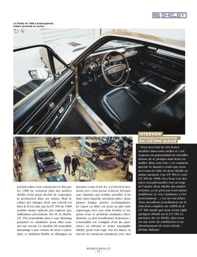 Voiture américaine, magazine Mustang & Shelby #25, BIG dans la presse, voiture américaine année 60, Ford Mustang 1968 Shelby GT 350 Fastback