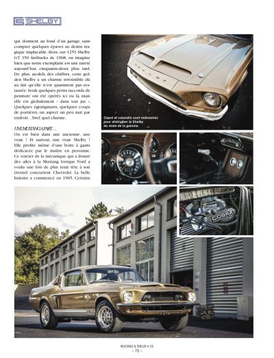 Voiture américaine, magazine Mustang & Shelby #25, BIG dans la presse, voiture américaine année 60, Ford Mustang 1968 Shelby GT 350 Fastback